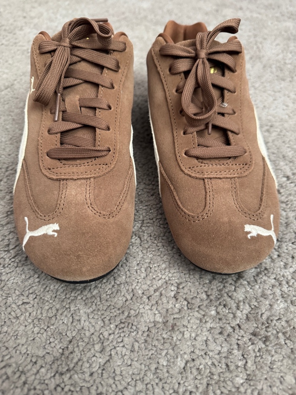 Puma Brown and White Suede Sneakers - Picture 2 of 9